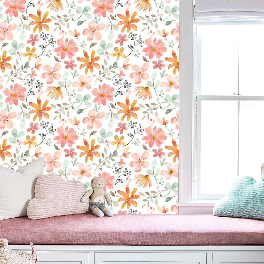 Floral Self-Adhesive Wallpaper - Waterproof PVC Decorative Wall Covering