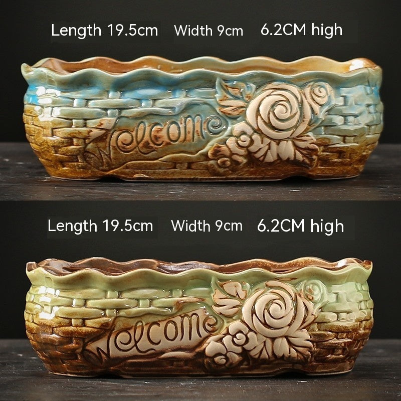 Rustic Ceramic Succulent Planter Pots - Large Flower Pots for Indoor & Outdoor Decor