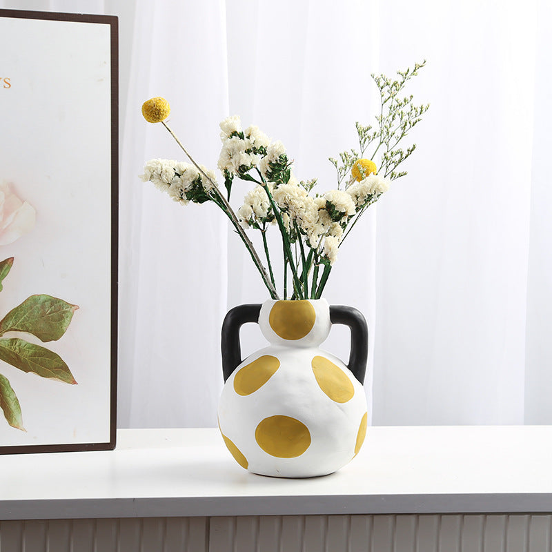 Modern Abstract Ceramic Flower Vase - Geometric Home Decor Accent