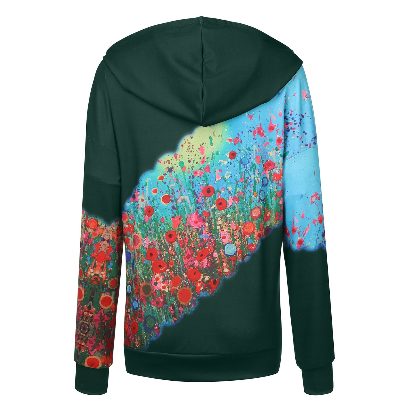 Women's Floral Print Hoodie - Long Sleeve Casual Pullover Sweatshirt