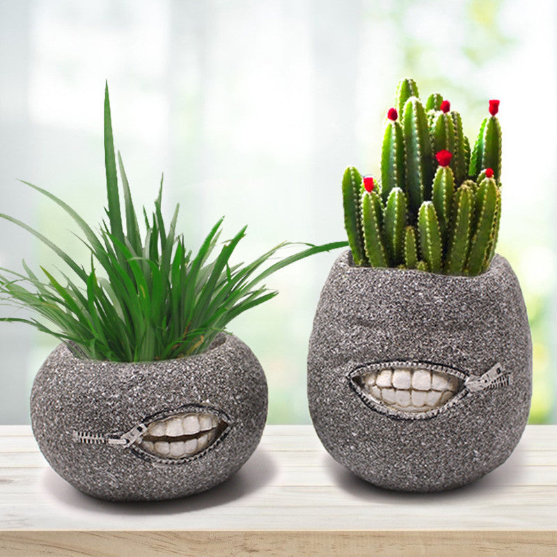 Funny Resin Tooth Flower Pots - Creative Succulent & Cactus Planters (Set of 2)
