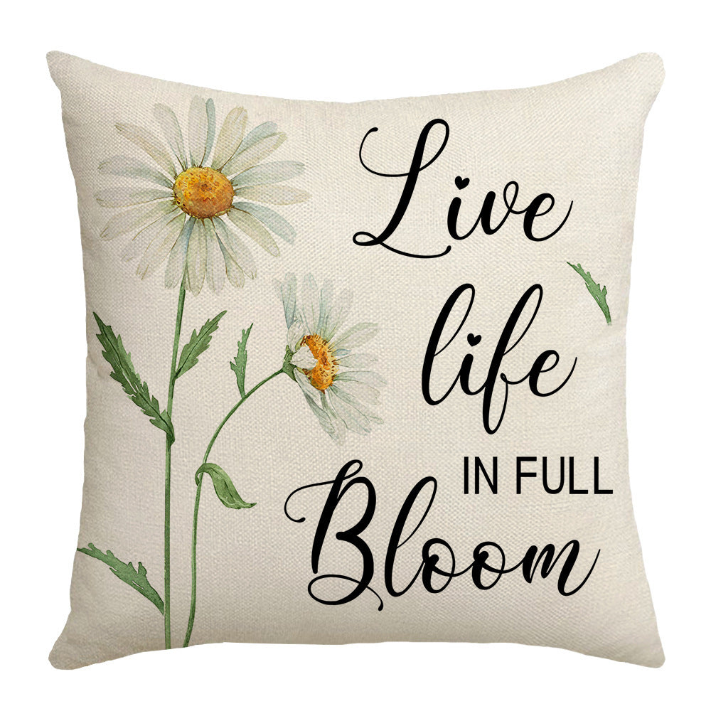Floral Linen Throw Pillow Covers - Summer Botanical Cushion Cases (45 x 45 cm)