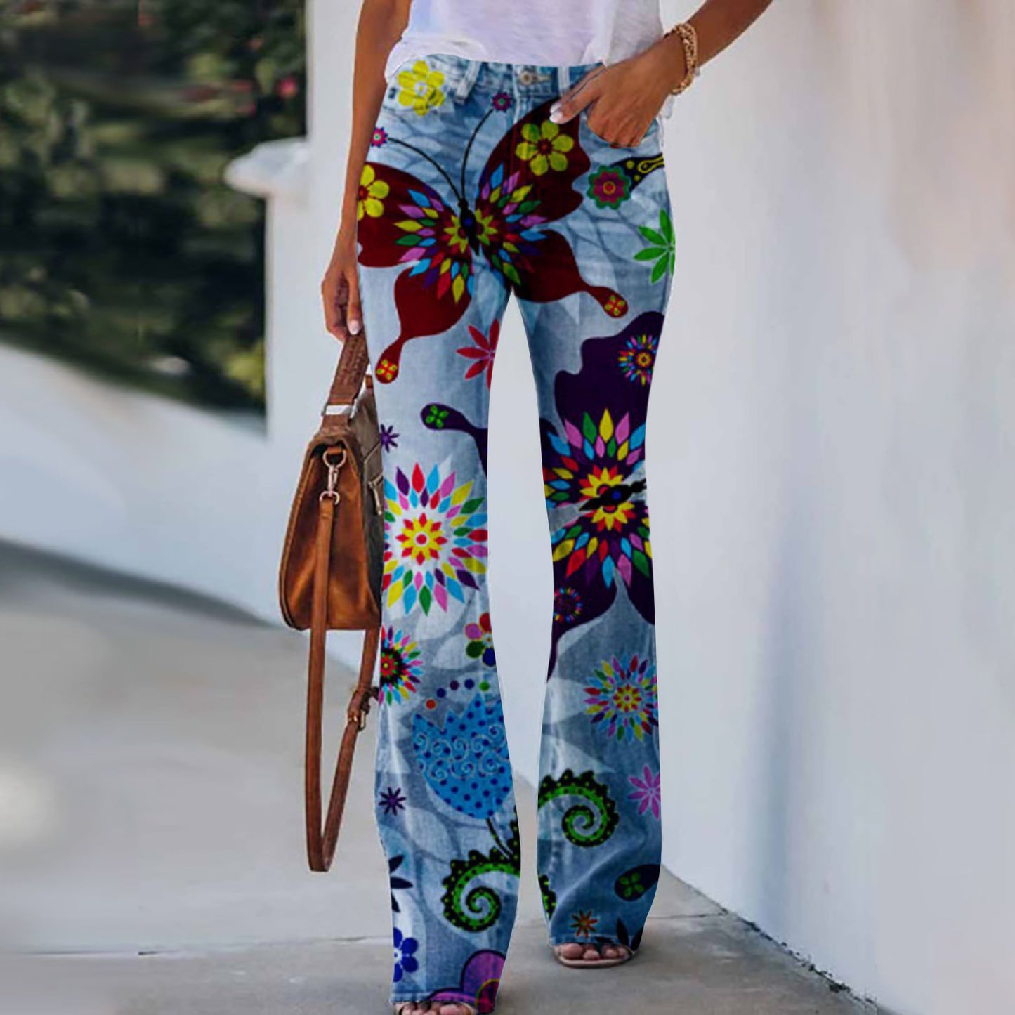 Boho Floral Print Wide-Leg Trousers - Retro High Street Style (S-5XL)