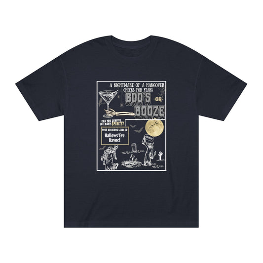 Halloween "Boo's or Booze" Graphic Tee - Funny Drinking Party Shirt Unisex