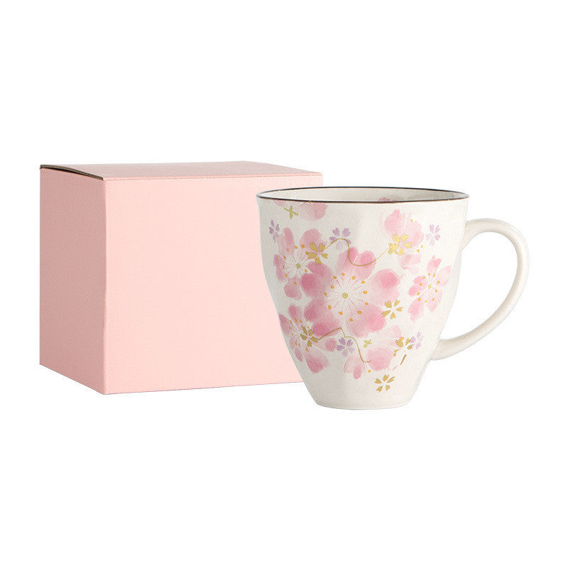 Hand-Painted Style Flower Coffee Mug - Ceramic Gift Cup