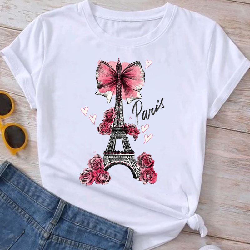 Boho Graphic T-Shirt - Nature, Floral & Eiffel Tower Print Tees