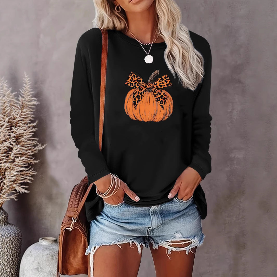 Women's Holiday Graphic Long Sleeve Tee - Pumpkin, Festive & Christmas Prints