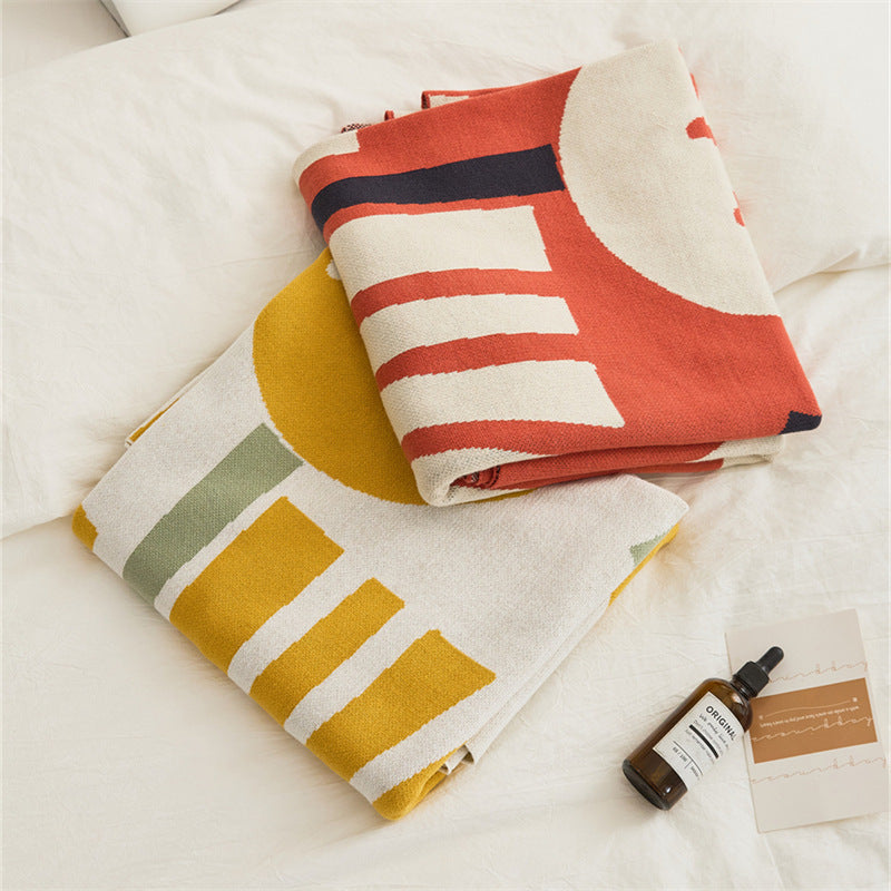 Four Seasons Cotton Knit Throw Blanket - Retro Floral Sofa & Bed Cover