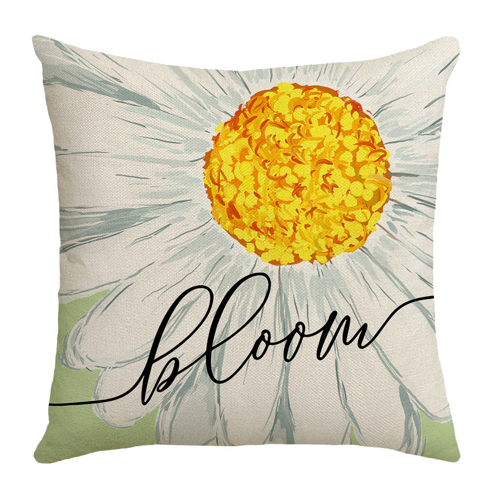 Floral Linen Throw Pillow Covers - Summer Botanical Cushion Cases (45 x 45 cm)