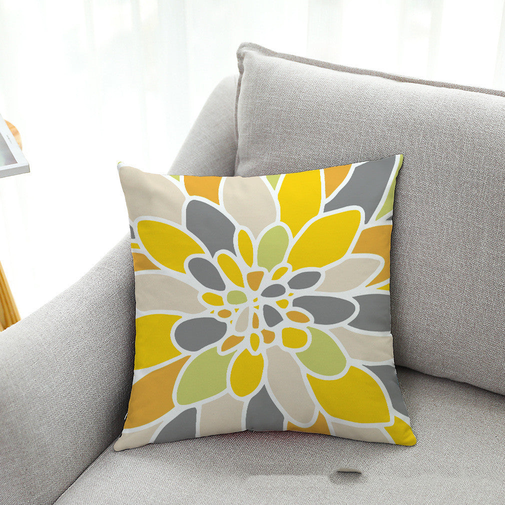 4-Piece Modern Throw Pillow Cover Set - Geometric, Floral & Quote Designs (Peach Skin Fabric, 45x45cm)