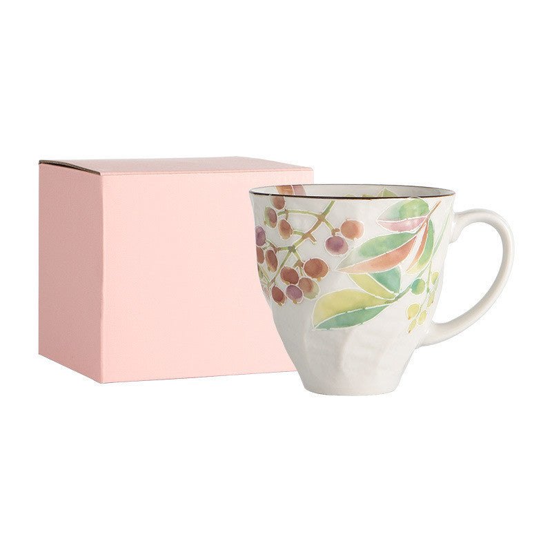 Hand-Painted Style Flower Coffee Mug - Ceramic Gift Cup