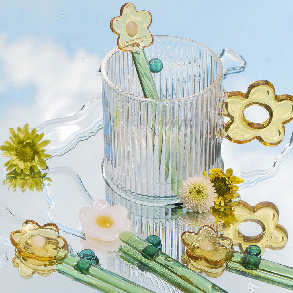 Handmade Glass Flower Stirring Spoon - Borosilicate Heat-Resistant Drink & Dessert Spoon (2 Sizes)