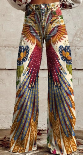 Boho Phoenix Wide Leg Jeans - Festival Statement Pants