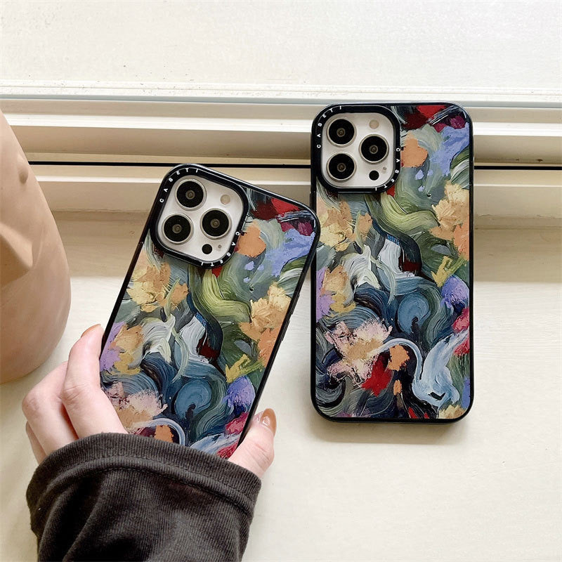 Watercolor Floral iPhone Case - Artistic Oil Painting Design, Soft TPU Cover