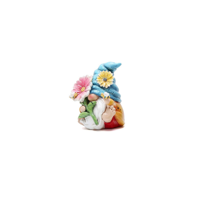 Flower Gnome Resin Statues - Whimsical Garden Elf Decor