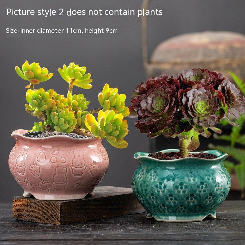 Rustic Ceramic Succulent Planter Pots - Large Flower Pots for Indoor & Outdoor Decor