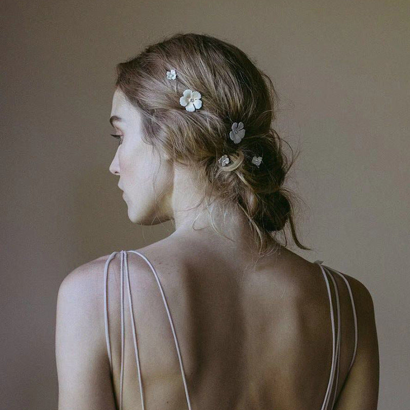 Gold-Plated Flower Hair Clip - Elegant Wedding & Party Hairpin