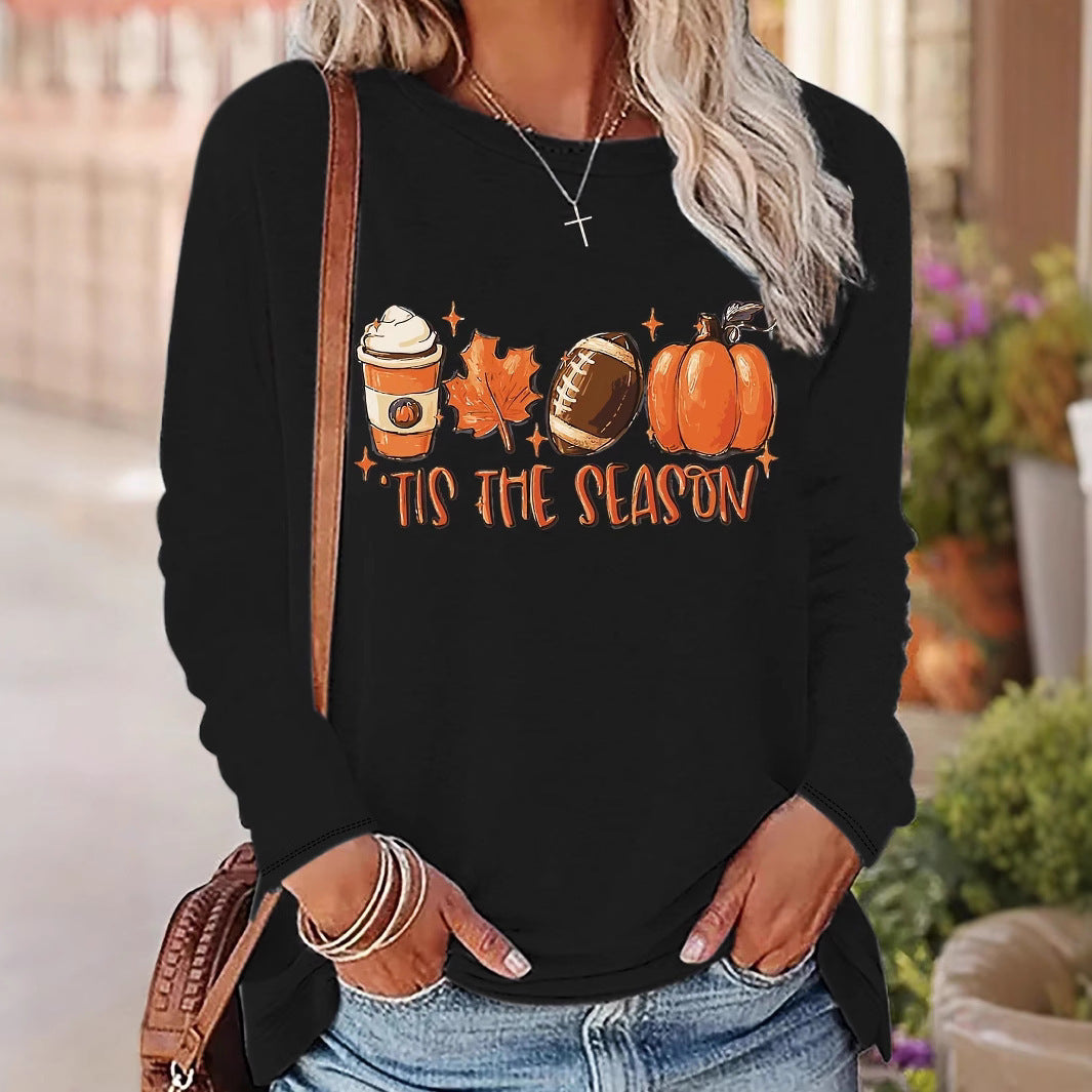 Women's Holiday Graphic Long Sleeve Tee - Pumpkin, Festive & Christmas Prints