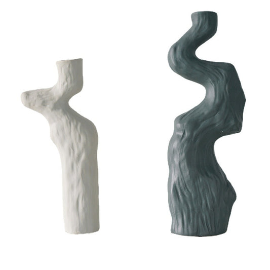 Abstract Ceramic Vase with Twist Design - Decorative Pottery