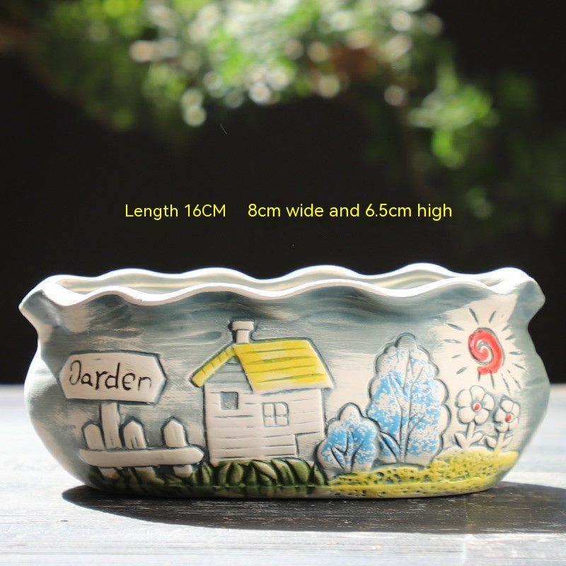 Rustic Ceramic Succulent Planter Pots - Large Flower Pots for Indoor & Outdoor Decor