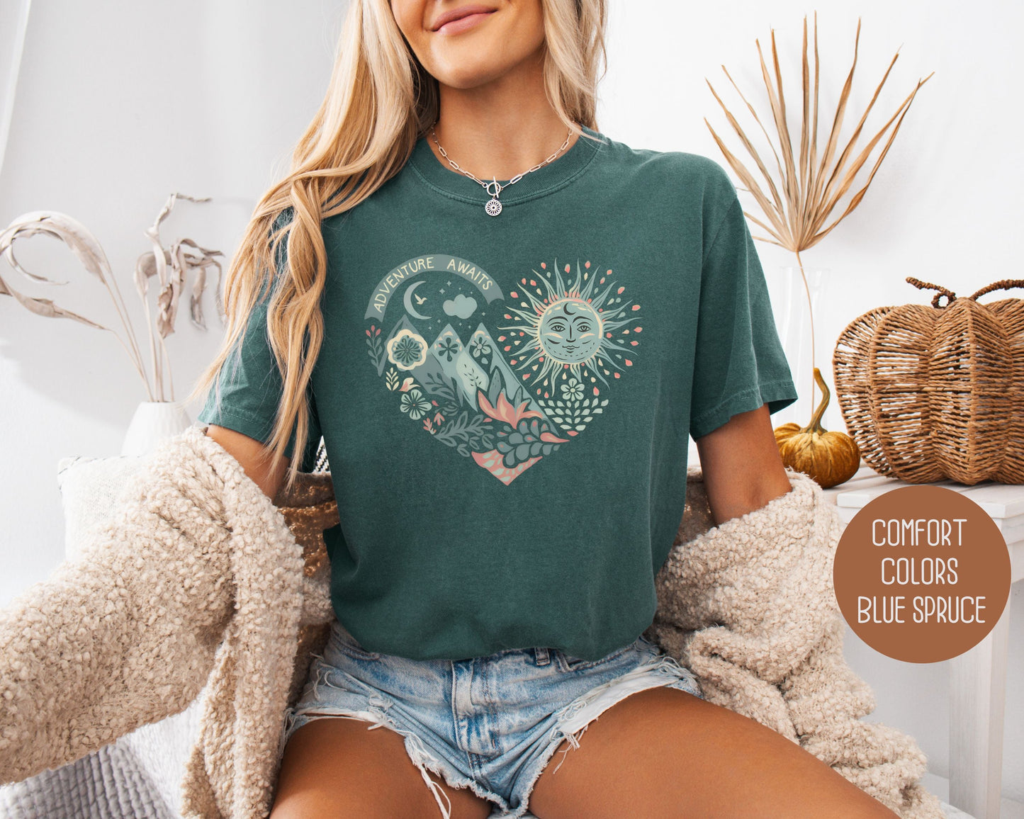 Adventure Awaits Heart Comfort Colors Shirt-3