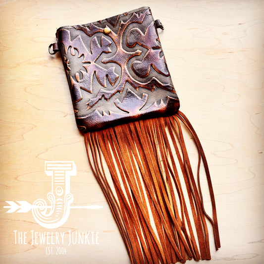 **Small Crossbody Handbag w/ Brown Laredo Leather Fringe 511rr-0