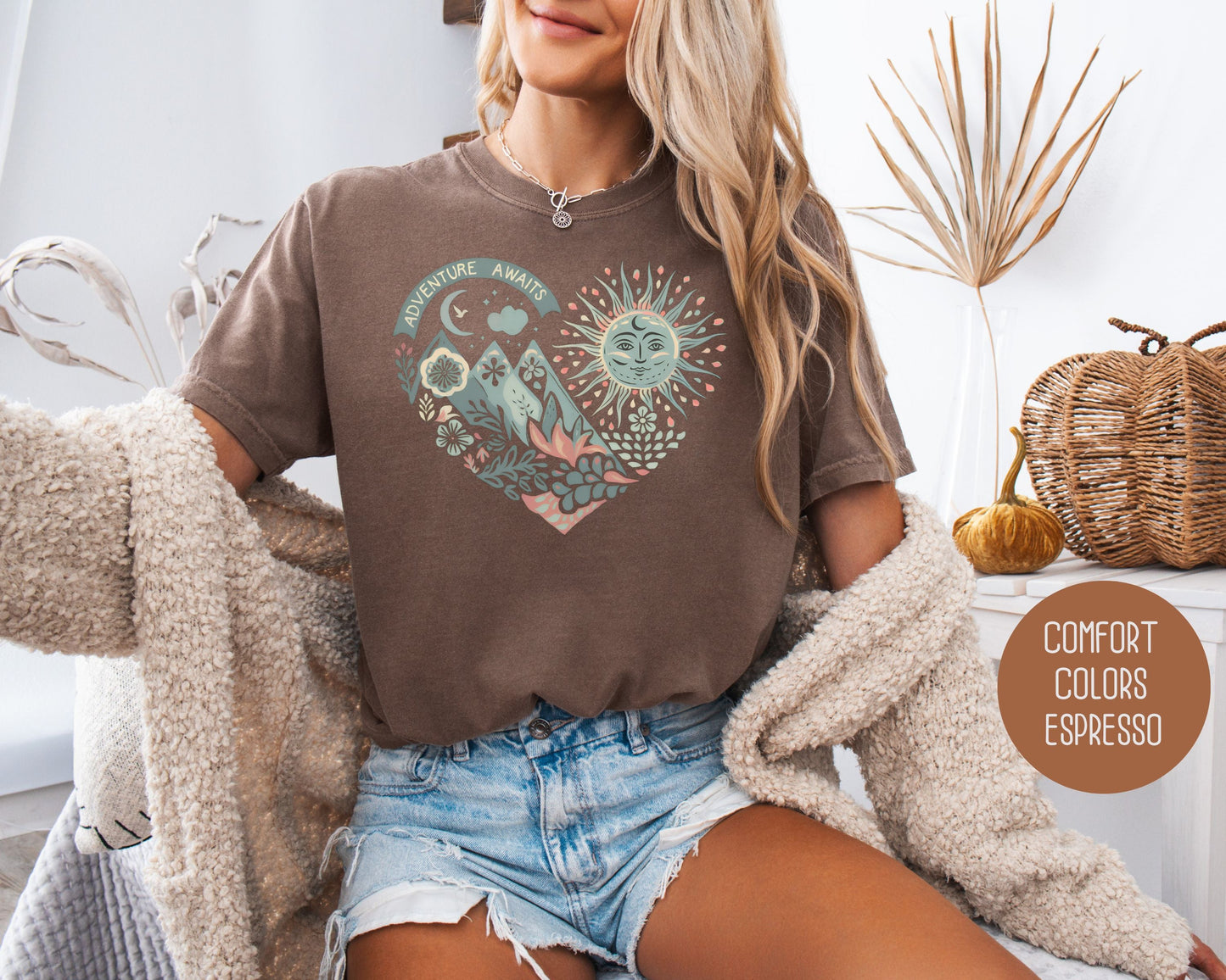 Adventure Awaits Heart Comfort Colors Shirt-1