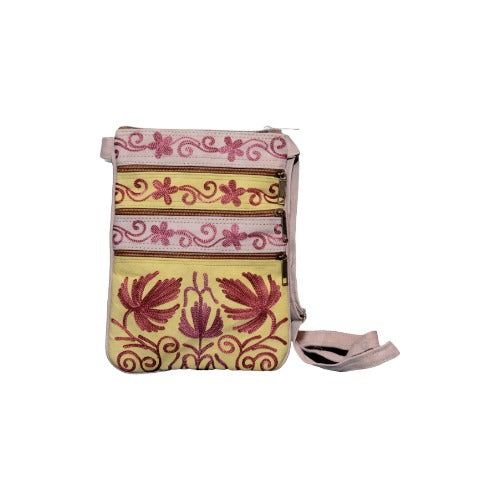 Suede Embroidered Five Zipper Cross-Body Bag-0