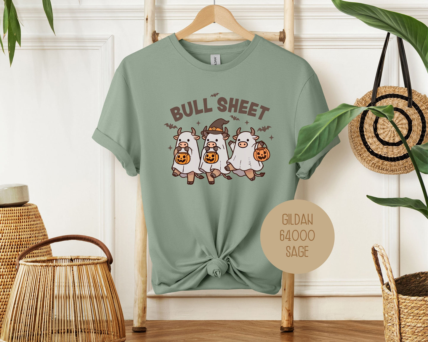 Bull Sheet Cute Ghost Cow Shirt-8