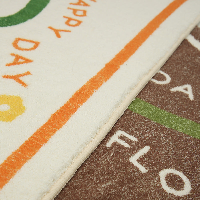 Nordic Happy Flower Bedside Rug - Soft Imitation Cashmere Carpet Mat