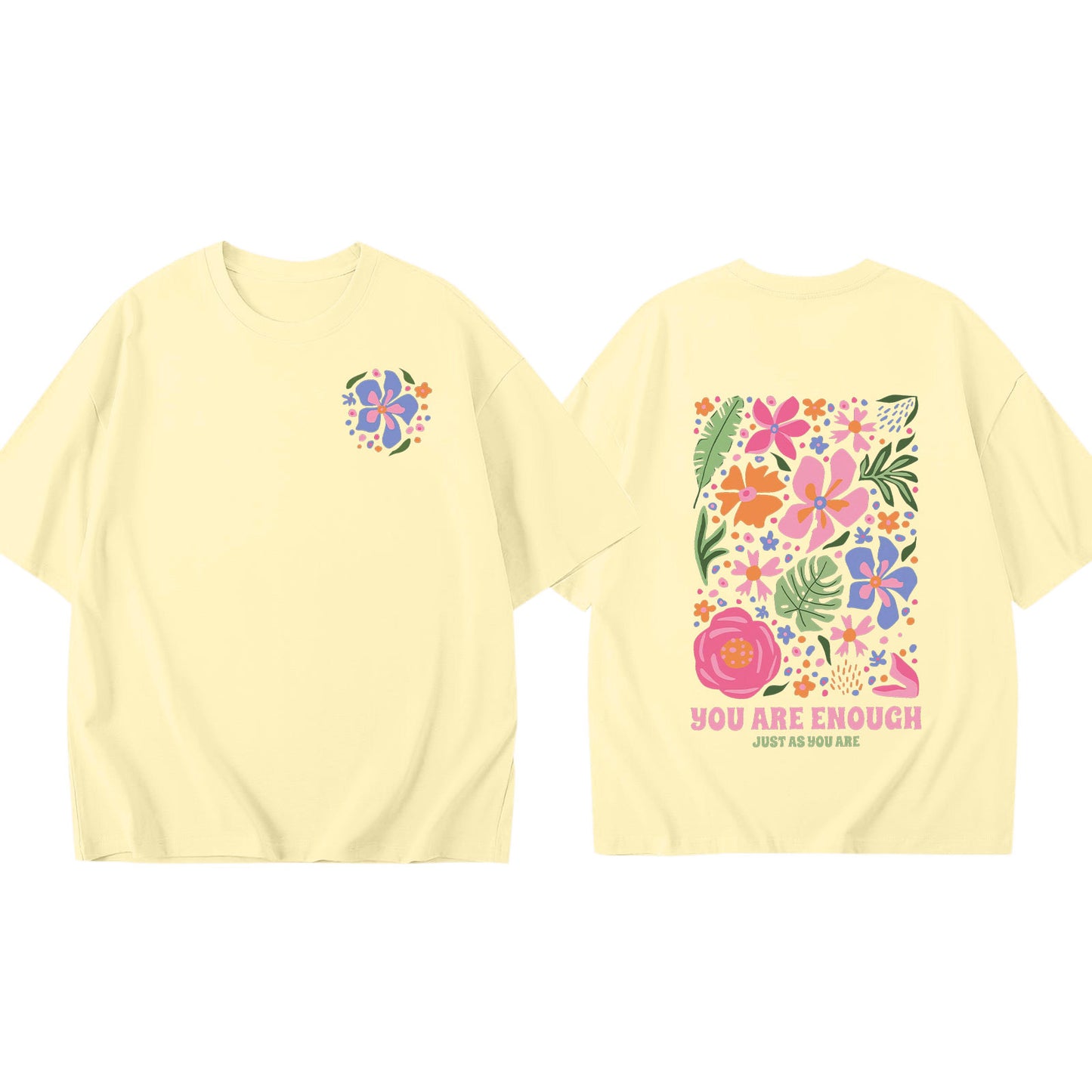 "You Are Enough" Oversized Floral Graphic Tee