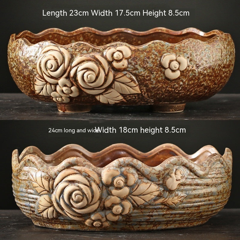 Rustic Ceramic Succulent Planter Pots - Large Flower Pots for Indoor & Outdoor Decor