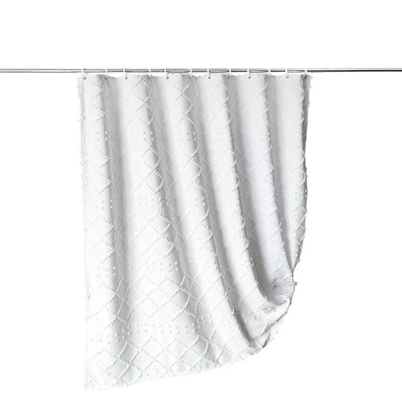 White Waterproof Floral Cutout Shower Curtain - Thick Fabric Bath Decor