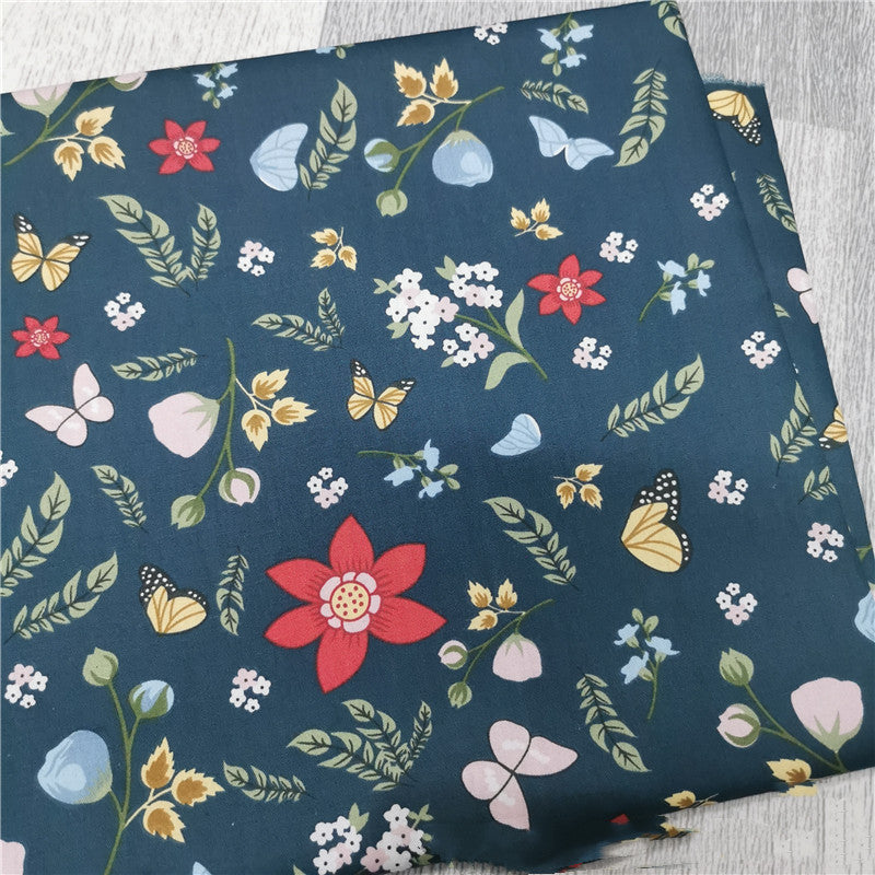 Floral Cotton Fabric - Rustic Botanical Print by the Yard (Pastoral Style)