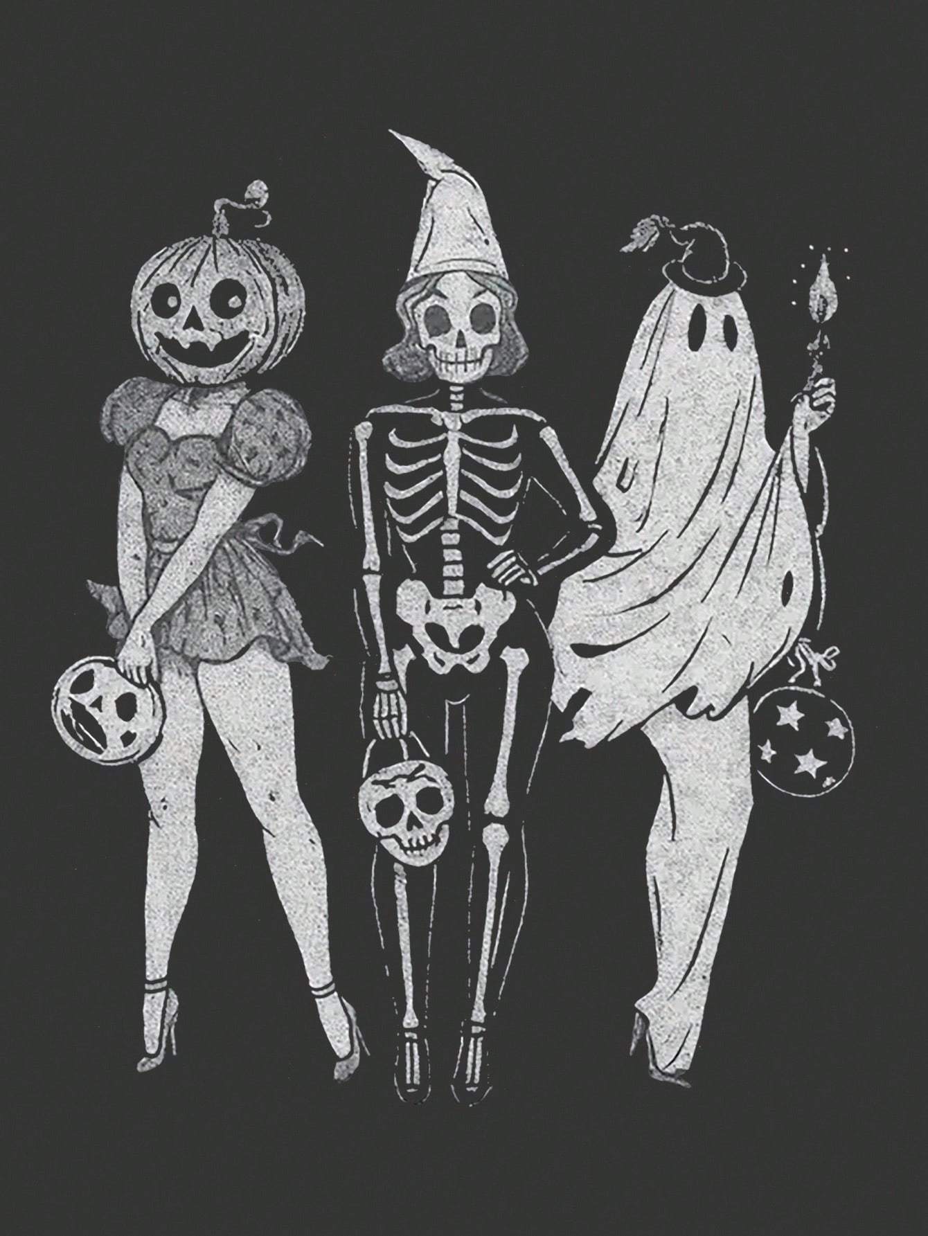 Spooky Squad Oversized Halloween Graphic Tee - Unisex Round Neck