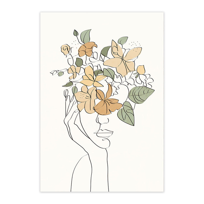 Minimalist Line Art Flower Canvas Prints - Nordic Botanical Wall Decor