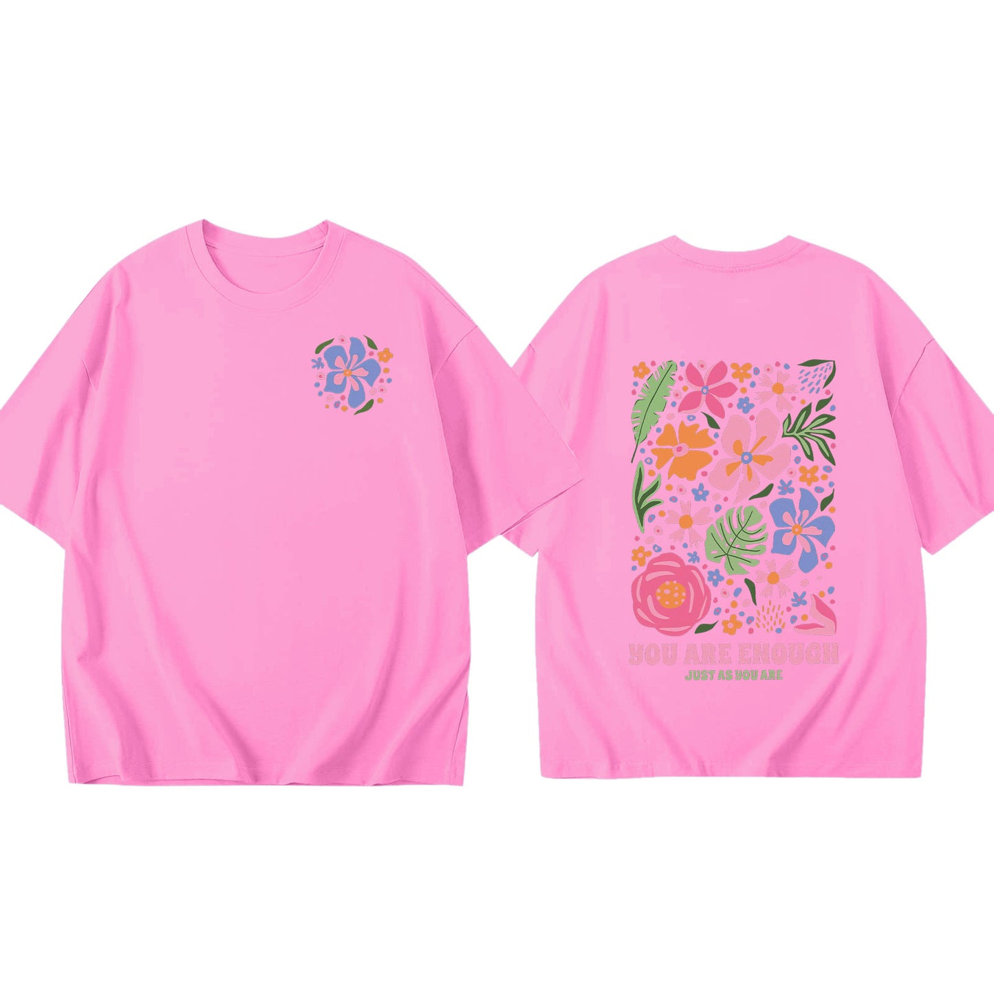 "You Are Enough" Oversized Floral Graphic Tee