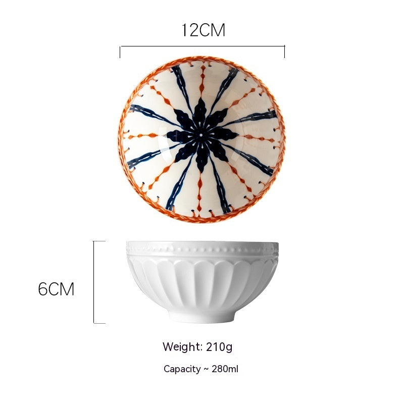 Japanese Vine Flower Ceramic Bowl - Hand-Painted Porcelain (4.7 in)