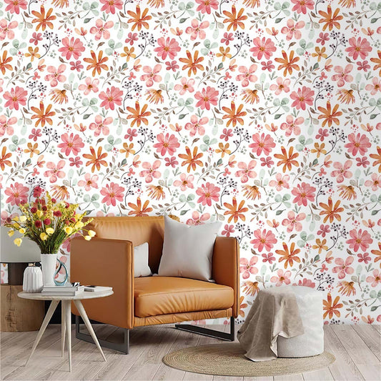 Floral Self-Adhesive Wallpaper - Waterproof PVC Decorative Wall Covering