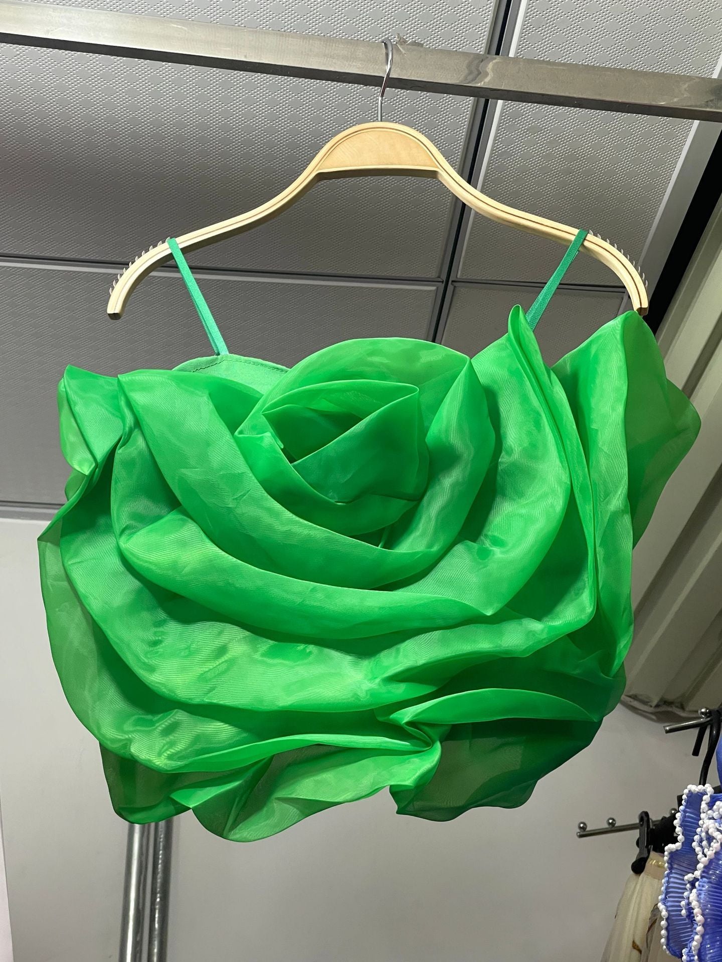 3D Rose Blossom Organza Camisole - Vacation Party Crop Top