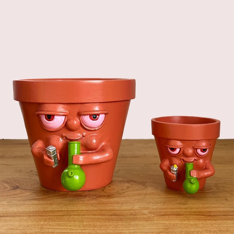 Funny Cartoon Resin Flower Pots - Smokin' Personality Planters