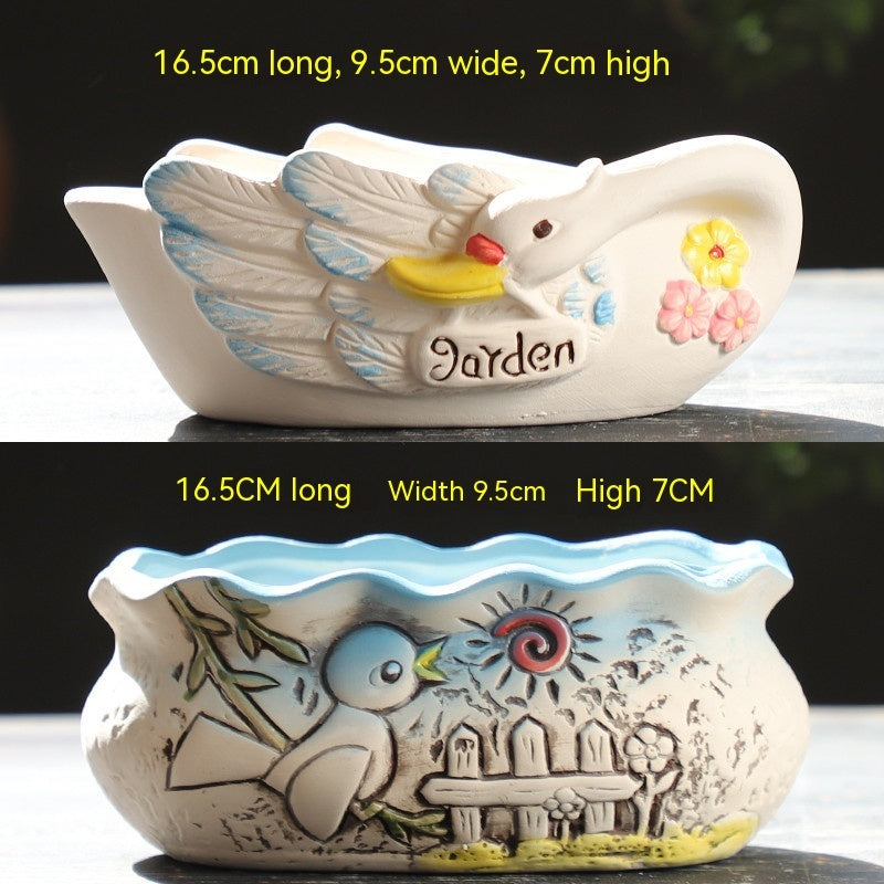 Rustic Ceramic Succulent Planter Pots - Large Flower Pots for Indoor & Outdoor Decor