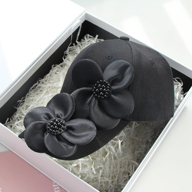 Women's Elegant 3D Flower Baseball Cap - Adjustable Cotton Hat