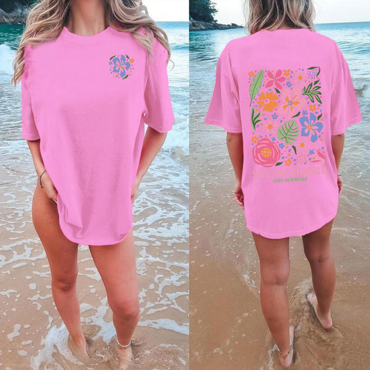 "You Are Enough" Oversized Floral Graphic Tee