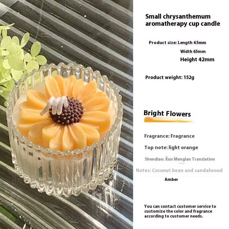 Daisy Flower Glass Soy Wax Candle - Aromatherapy Decorative Gift