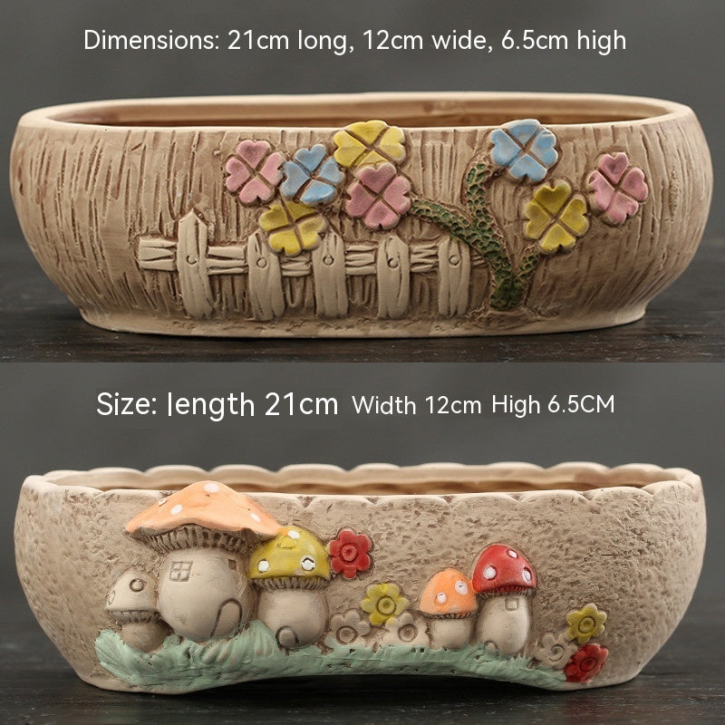 Rustic Ceramic Succulent Planter Pots - Large Flower Pots for Indoor & Outdoor Decor