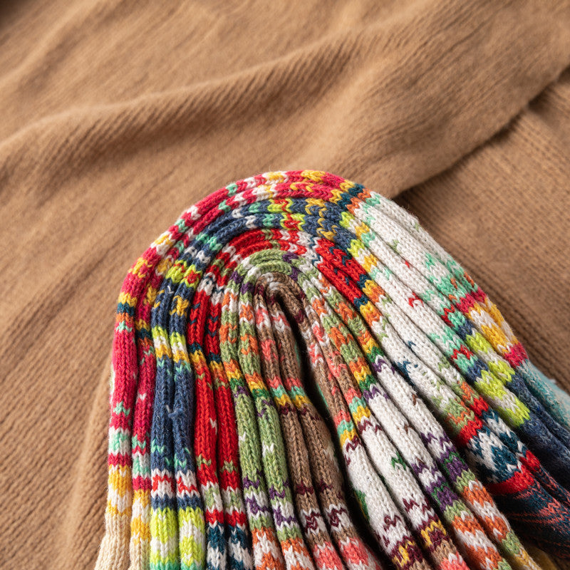 Women's Cozy Vintage Knit Pattern Socks - 5 Pair Set