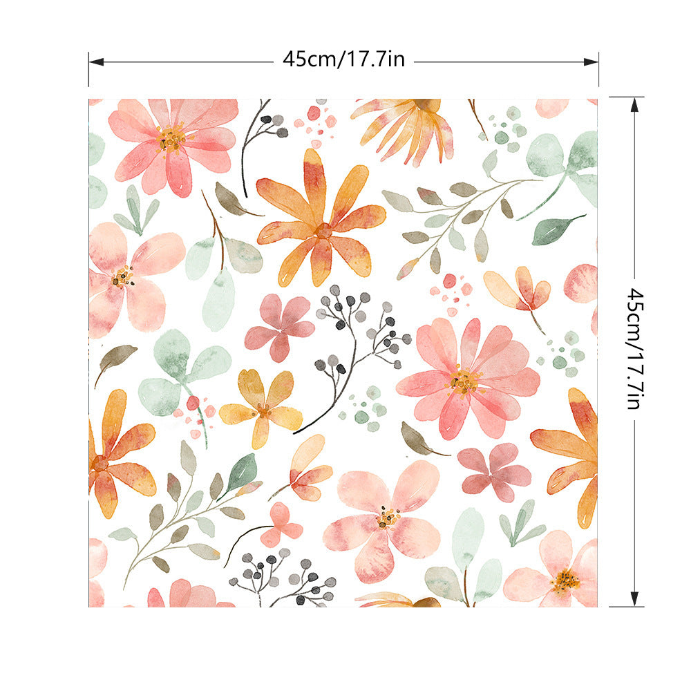 Floral Self-Adhesive Wallpaper - Waterproof PVC Decorative Wall Covering