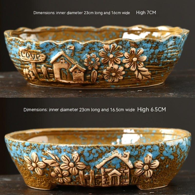 Rustic Ceramic Succulent Planter Pots - Large Flower Pots for Indoor & Outdoor Decor