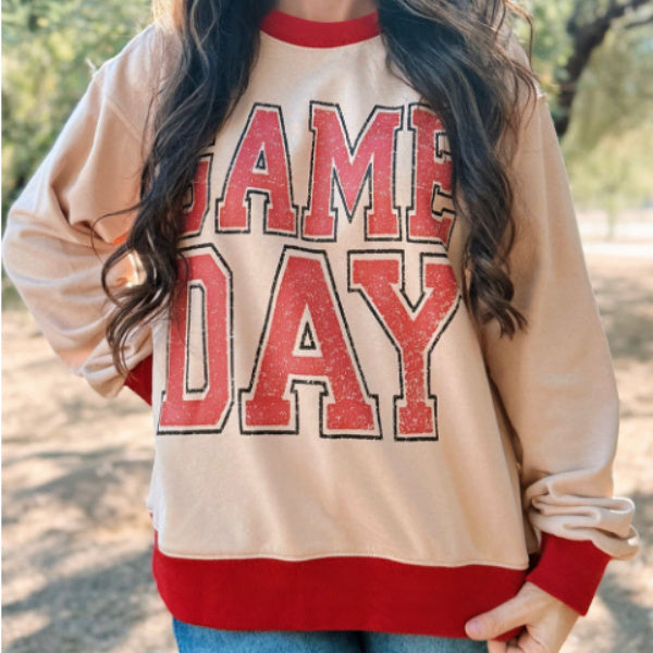 Game Day Oversized Sweatshirt - Casual Cozy Football Season Pullover
